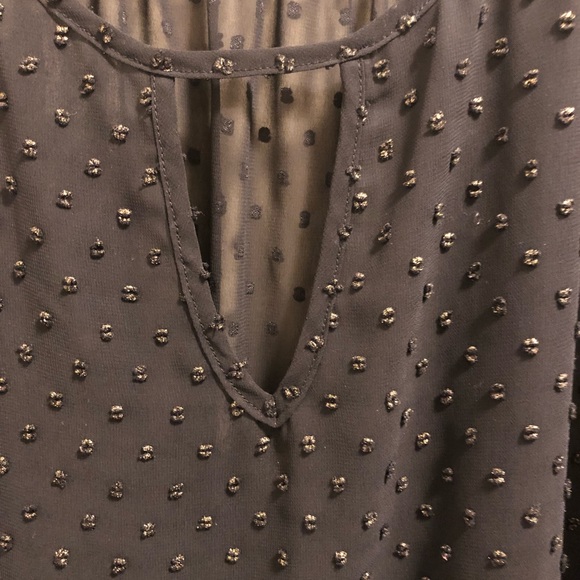 Torrid sheer blouse with gold textured polka dots - Picture 5 of 5